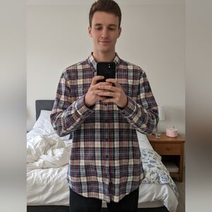 St. John's Bay, size XL, Cotton Plaid Flannel Shirt - Red, Blue, White